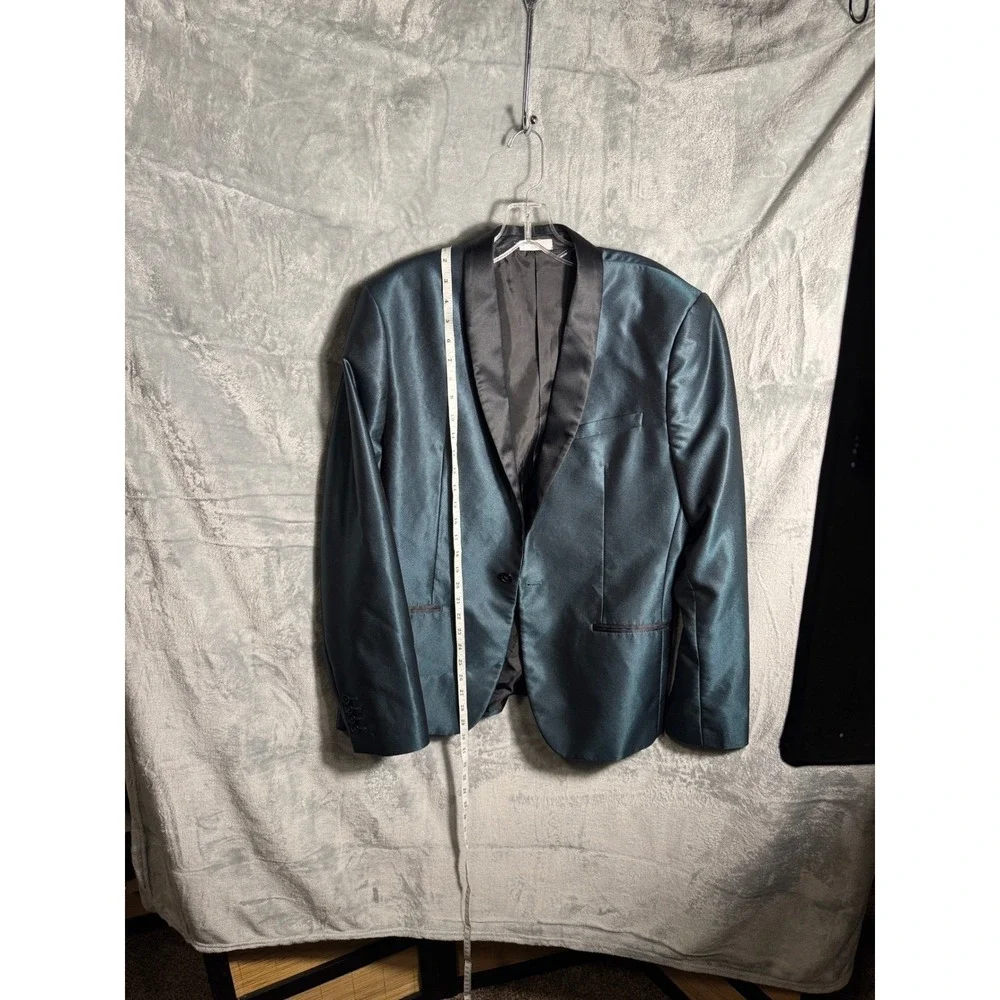 Original Use Men's Teal Shiny Shawl Collar‎ Blazer Jacket Size L